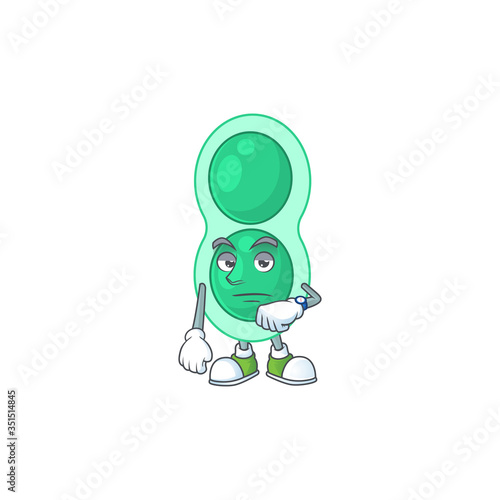 Green streptococcus pneumoniae showing waiting gesture cartoon design concept