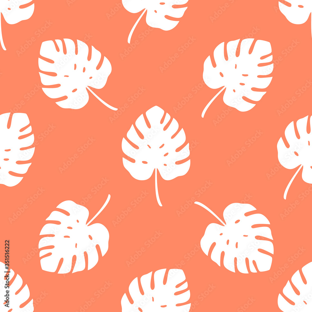 Tropical seamless pattern with leaves. Vector illustration. Tropical seamless pattern with leaves. Vector illustration.