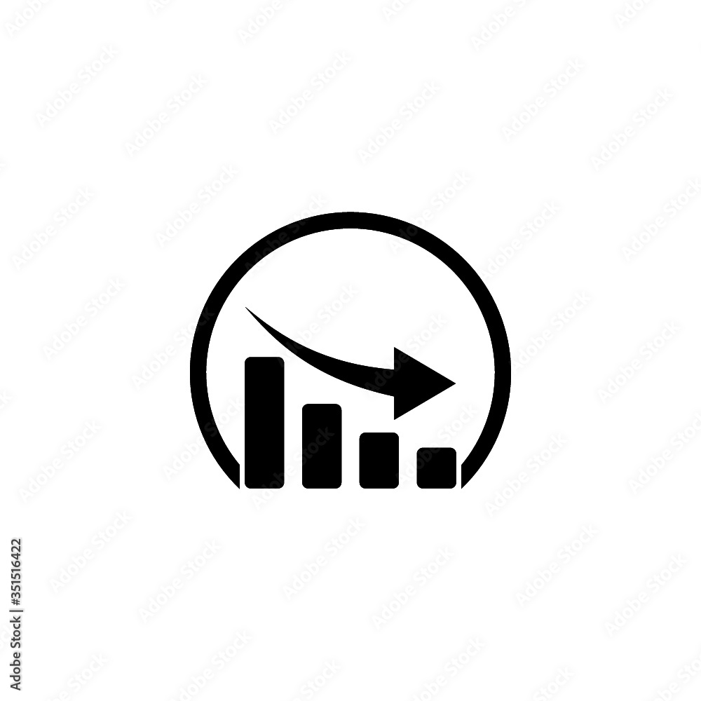 Declining graph icon isolated on white background Declining graph icon isolated on white background