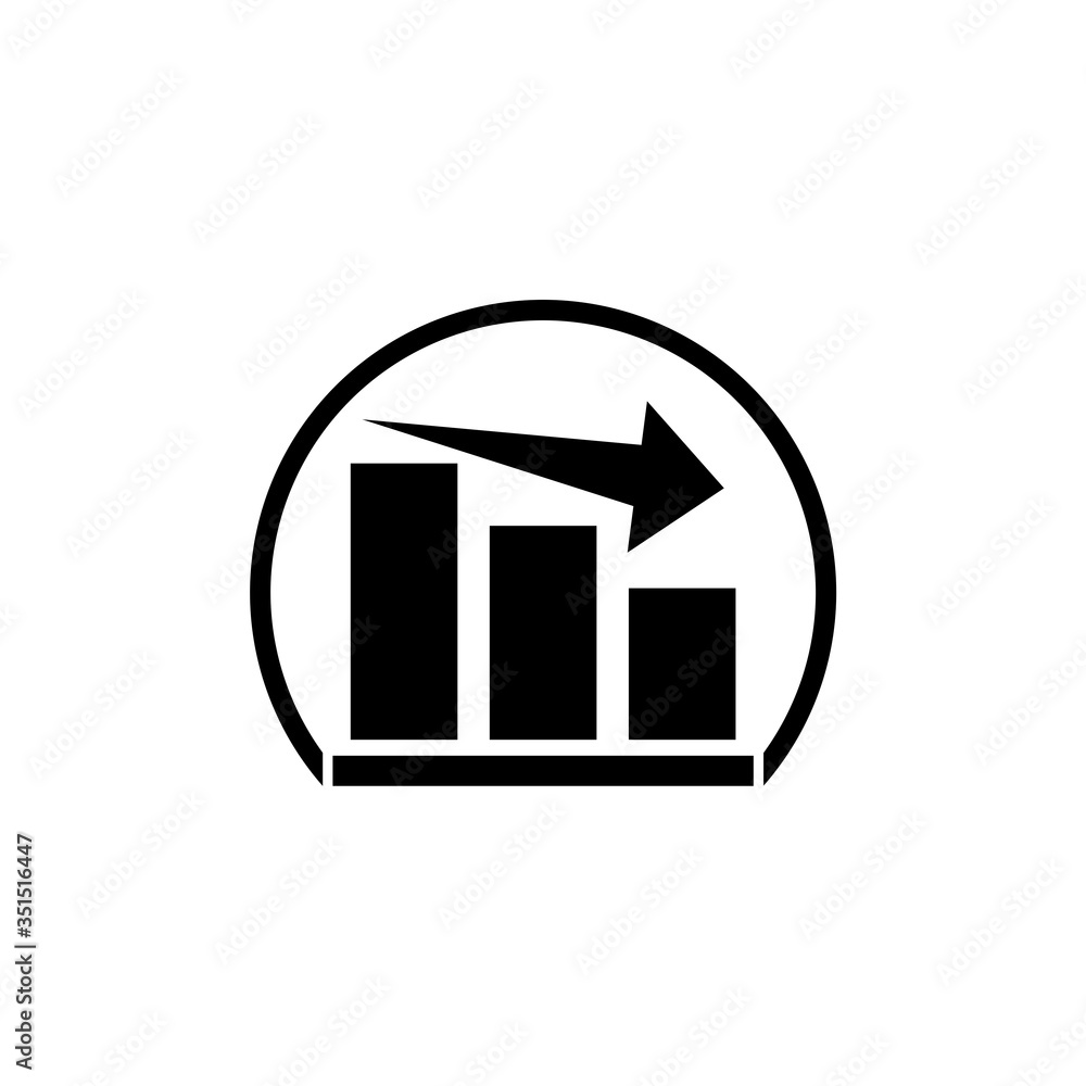 Declining graph icon isolated on white background Declining graph icon isolated on white background