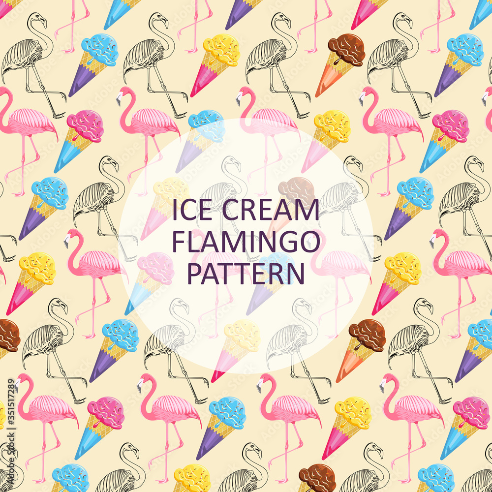 ice cream flamingo pattern