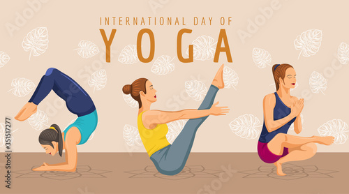 international day of yoga with three women meditating