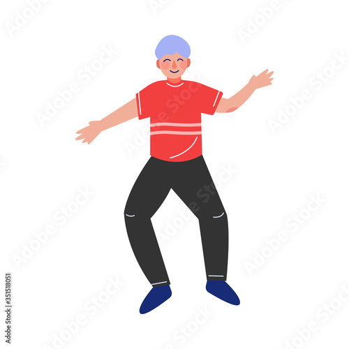 Smiling Teen Boy Happily Jumping, Excited Schoolboy Having Fun Vector Illustration