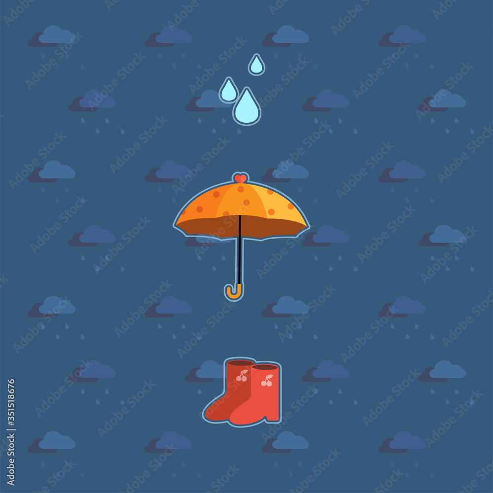 Weather background and icon rainy day.