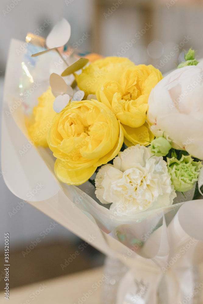 Beautiful bouquet of flowers. Flowers in the frame. Floristry and flower shop concept. Beautiful bouquet of flowers. Flowers in the frame. Floristry and flower shop concept.