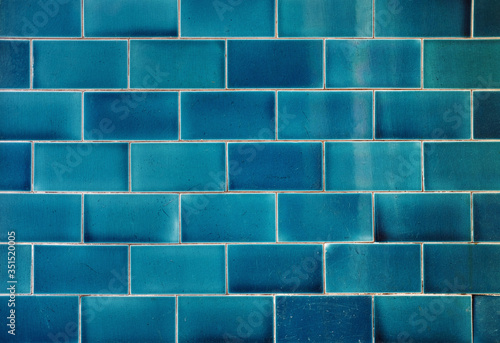 blue rectangle ceramic tile wall