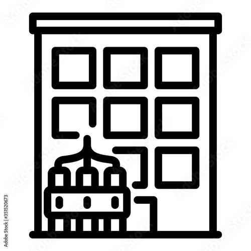 Dog handler building icon. Outline dog handler building vector icon for web design isolated on white background