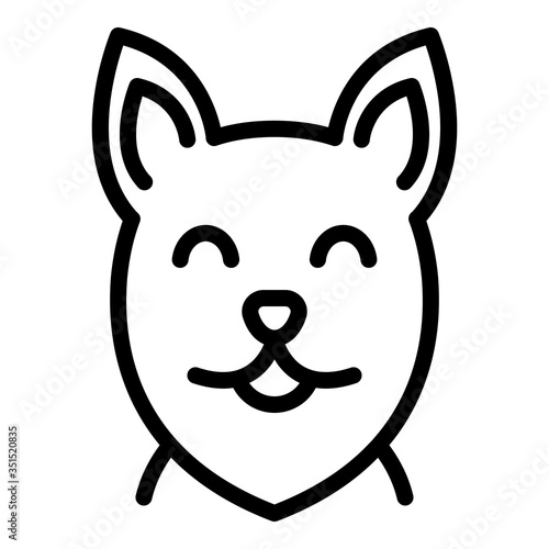 Happy dog face icon. Outline happy dog face vector icon for web design isolated on white background