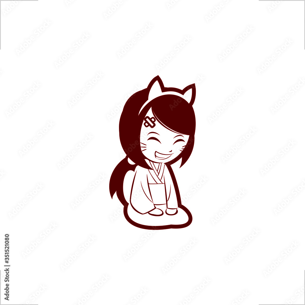 sitting cute character japanese girl sitting cute character japanese girl