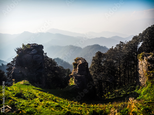 panoramic mountain view at Hatu peak, Narkanda, Himachal, India