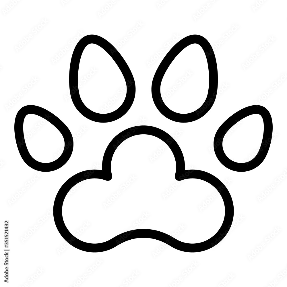 Dog foot print icon. Outline dog foot print vector icon for web design isolated on white background Dog foot print icon. Outline dog foot print vector icon for web design isolated on white background
