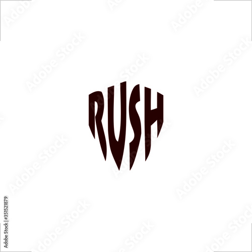 rush text word design