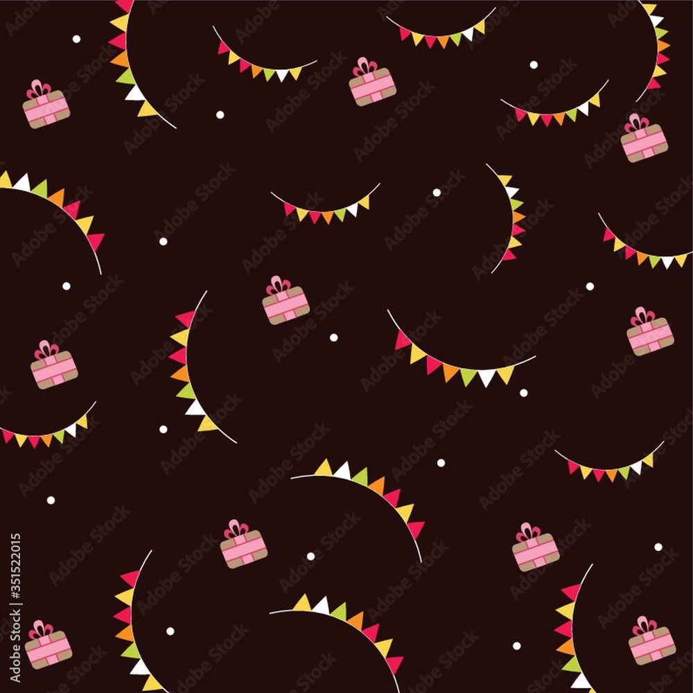 A gift and bunting pattern illustration.
