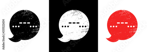 Sos icon. Talking bubble in grunge style with a symbol. Morse code - three dots, three dash three dots - sos. Vector illustration.