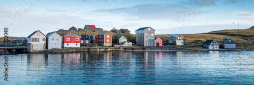 View of Torshavn from the water on a boat photo