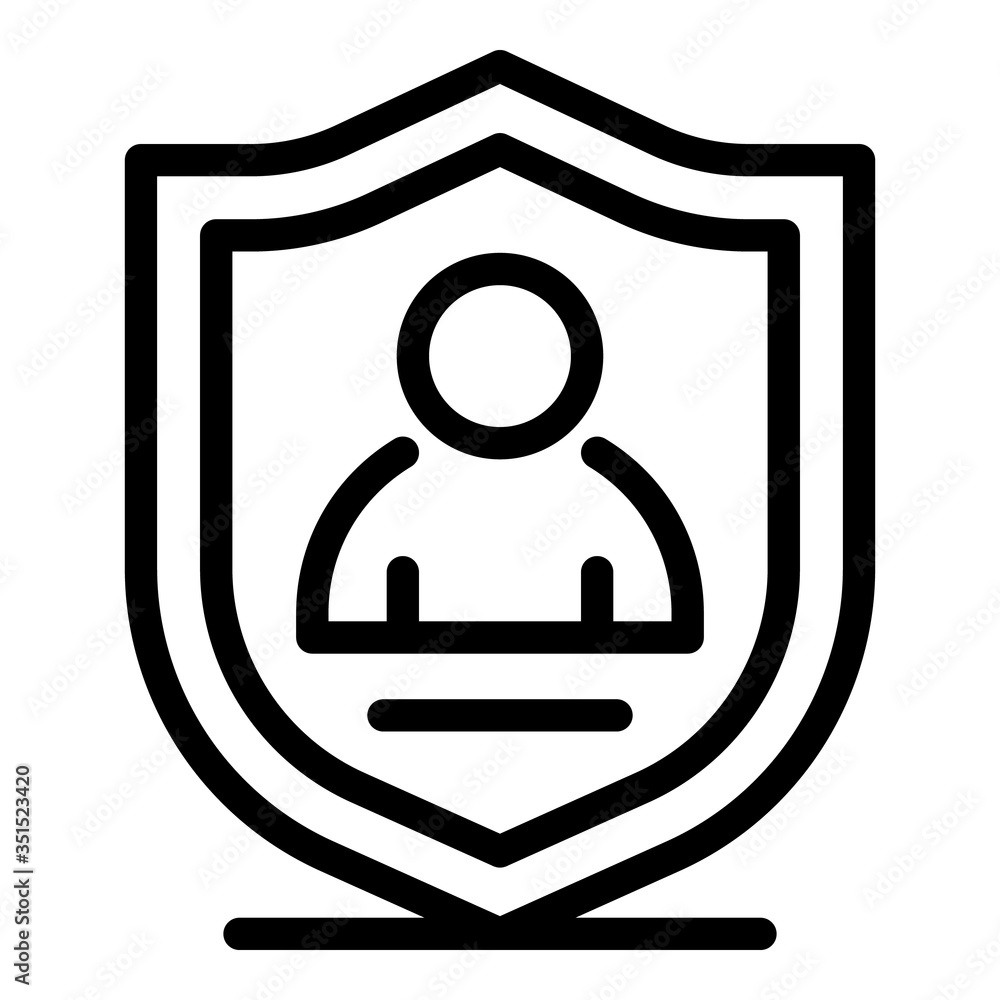 Personal secured shield icon. Outline personal secured shield vector icon for web design isolated on white background Personal secured shield icon. Outline personal secured shield vector icon for web design isolated on white background