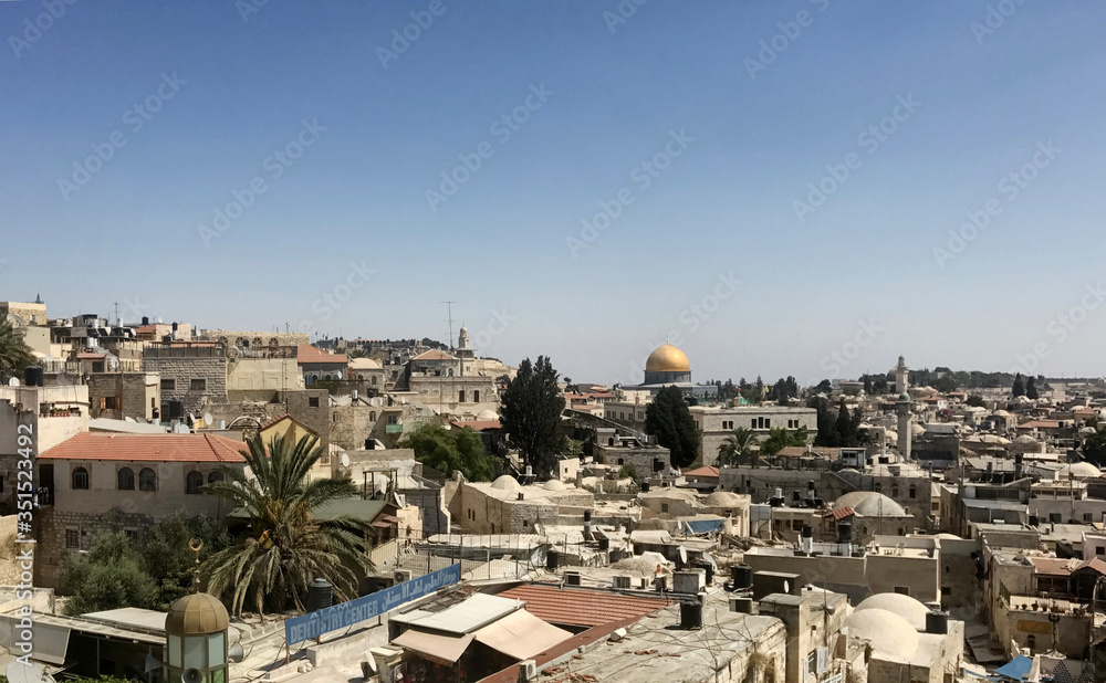 Golden Dome and nearby cityscape in Jerusalem, Israel