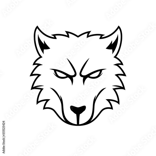 Kitsune asian fox head outline tattoo handrawn vector logo design