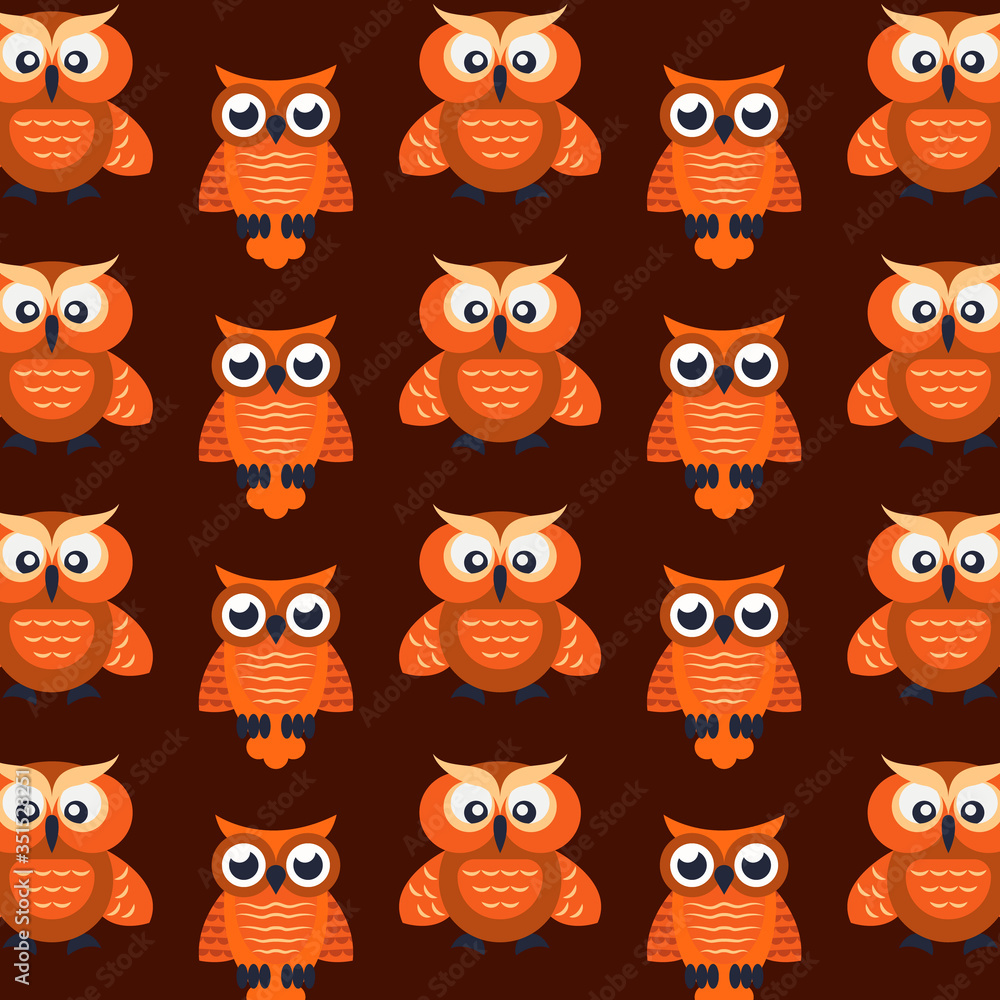 Seamless pattern with owls. Hand drawn illustration great for wallpaper, textile and texture design. Kids design, fabric, wrapping, apparel. Seamless pattern with owls. Hand drawn illustration great for wallpaper, textile and texture design. Kids design, fabric, wrapping, apparel.