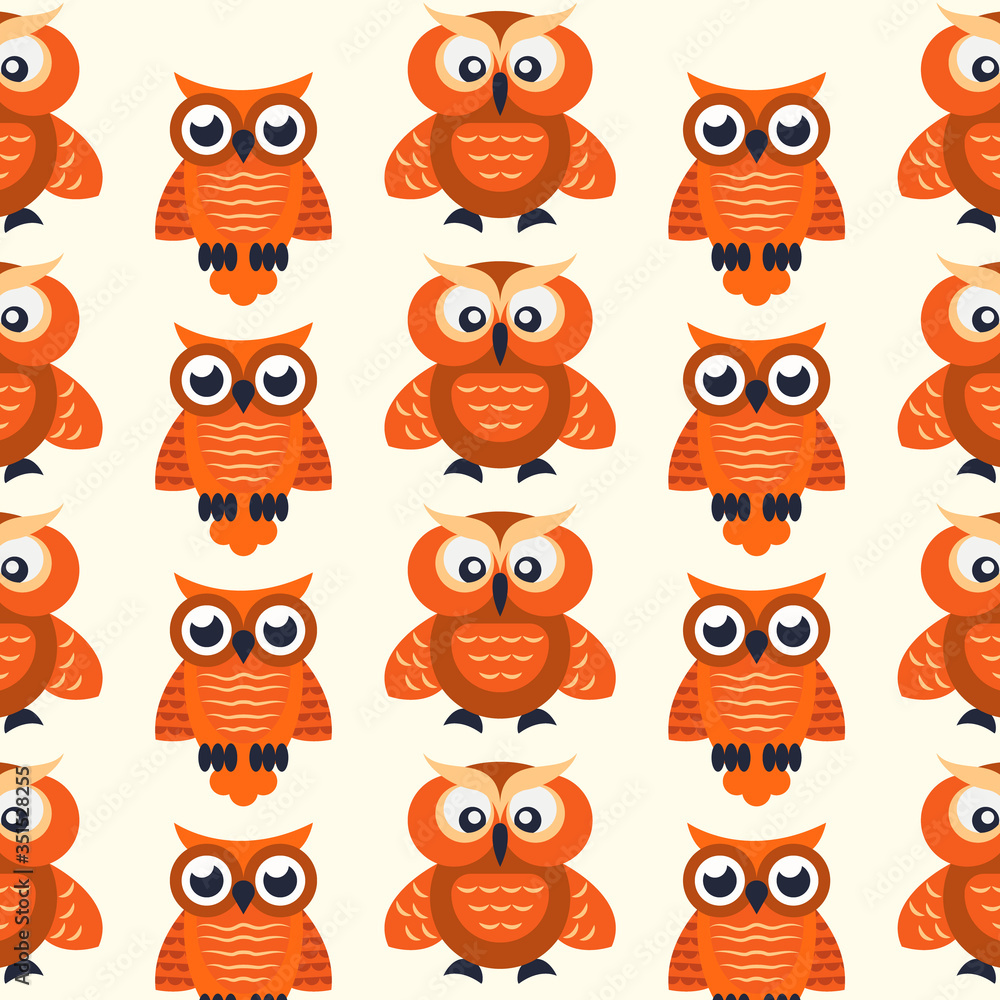 Seamless pattern with owls. Hand drawn illustration great for wallpaper, textile and texture design. Kids design, fabric, wrapping, apparel. Seamless pattern with owls. Hand drawn illustration great for wallpaper, textile and texture design. Kids design, fabric, wrapping, apparel.