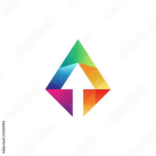 Arrow crystal colorful logo concept