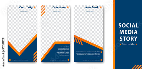 editable instagram social media story template blue orange corporate style company branding simple cover banner