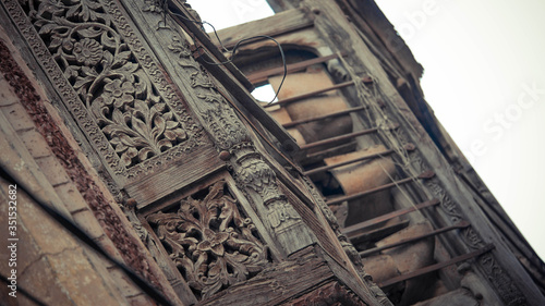 Close up tilted of a wooden wall