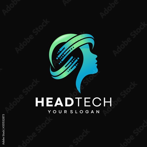 head human smart technology logo vector, Brain human Artificial logo type, icon vector, smart tech logo vector