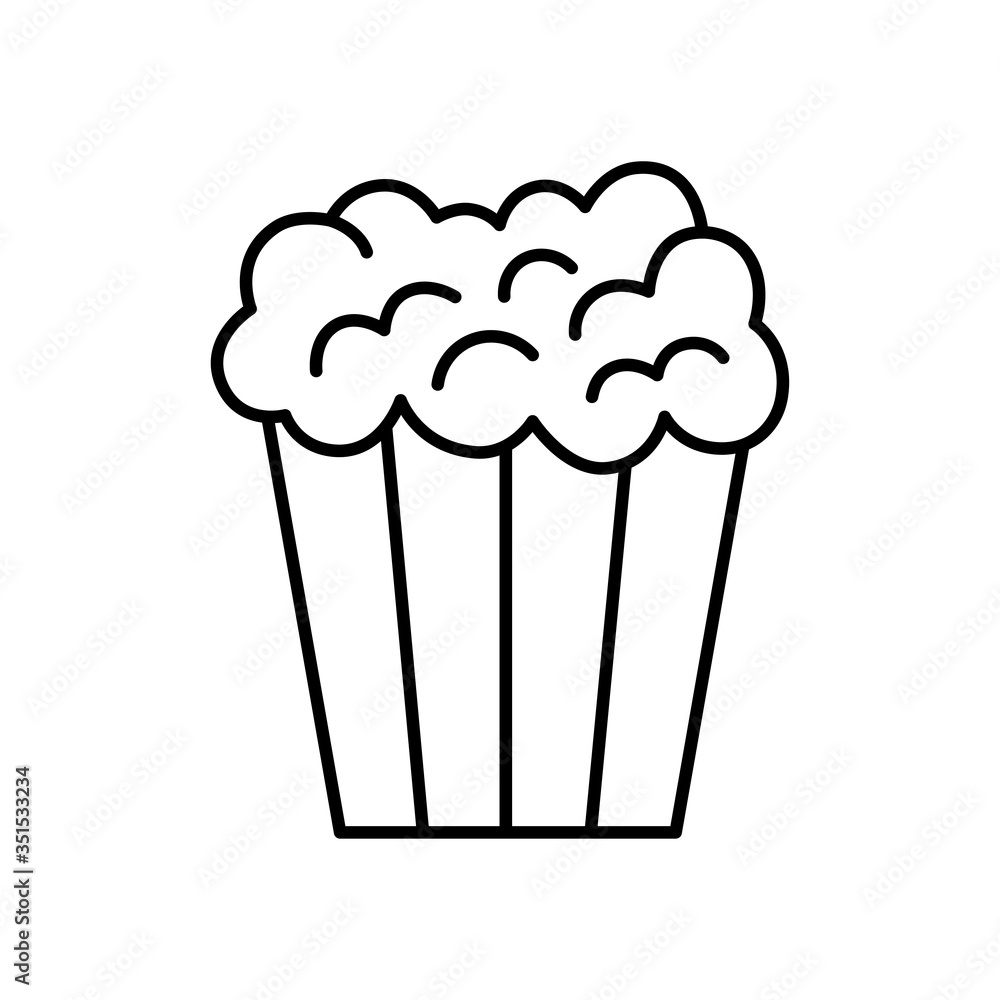 Popcorn line icon vector isolated template On white background Popcorn line icon vector isolated template On white background
