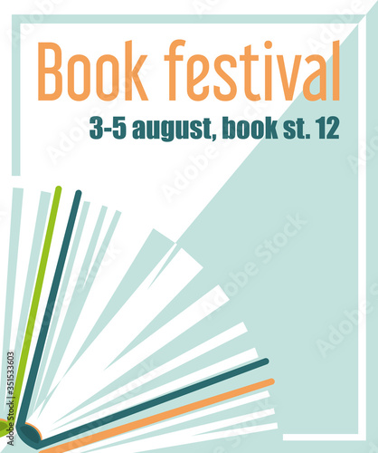 Book festival web banner isolated. Reading club,