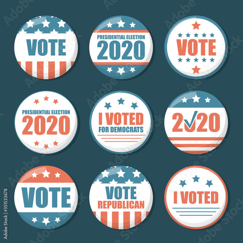 Collection of US election pins vector isolated