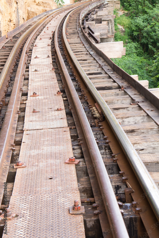 The old railway built during World War II in Kanchanaburi