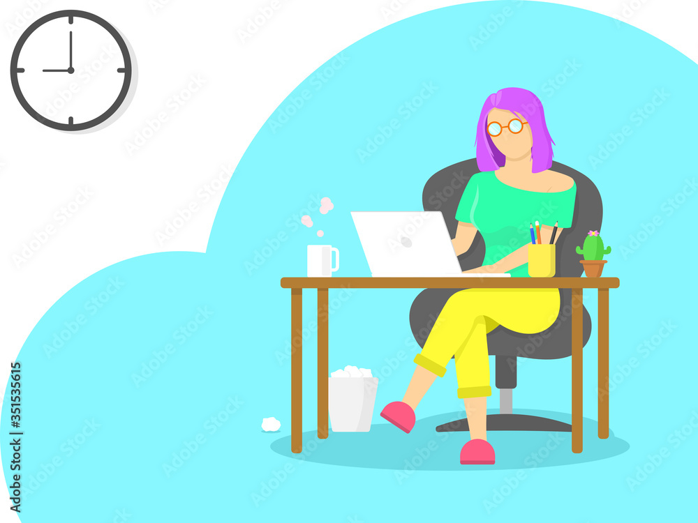 Work from home, Home office, study from home concept. Woman wear glasses siting on chair and working on laptop. Work from home, Home office, study from home concept. Woman wear glasses siting on chair and working on laptop.