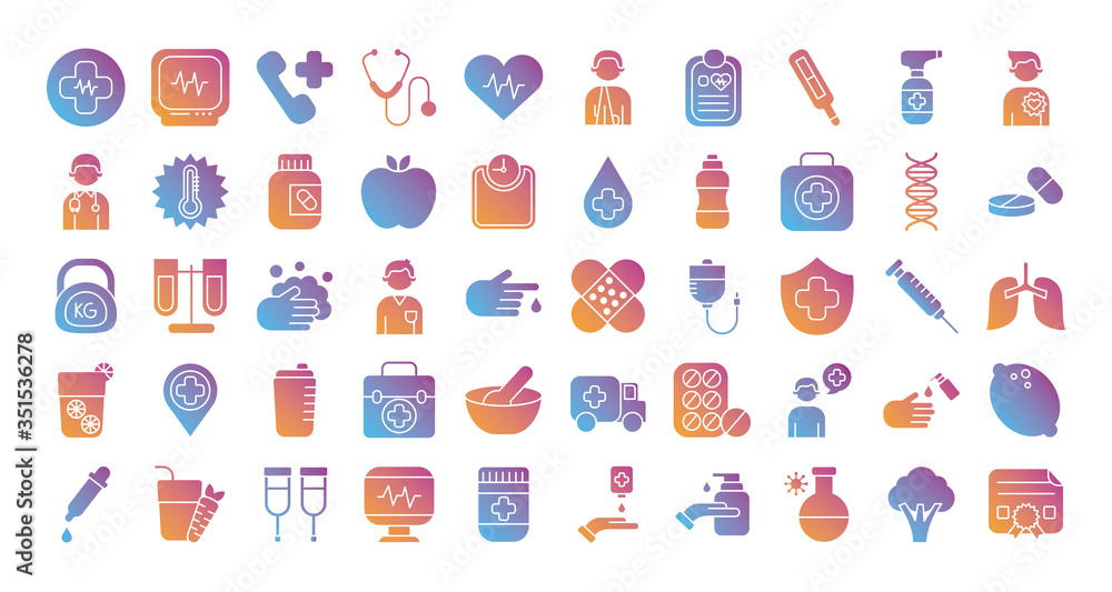 bundle of health set icons bundle of health set icons