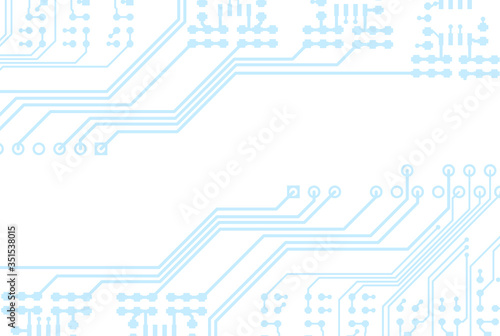 Abstract blue futuristic banner with a circuit board texture. Vector technological background. Hi-tech digital technology concept for your design.