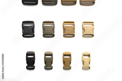 Fotografia assorted plastic buckles isolated on white background