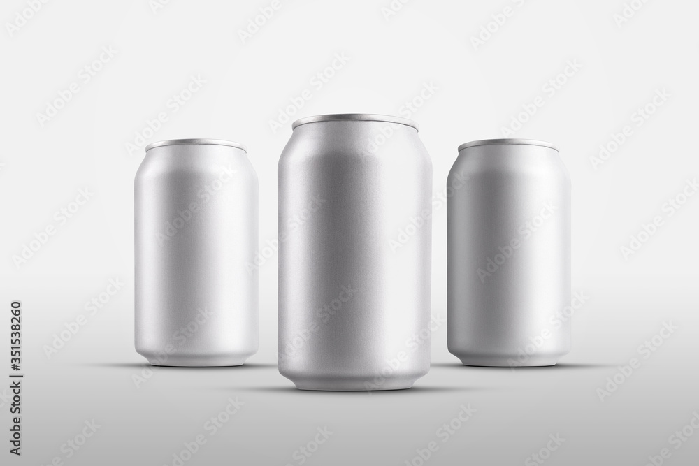 Set of shiny tin cans for alcohol, with realistic shadows, aluminum bottle for presentation design. Set of shiny tin cans for alcohol, with realistic shadows, aluminum bottle for presentation design.