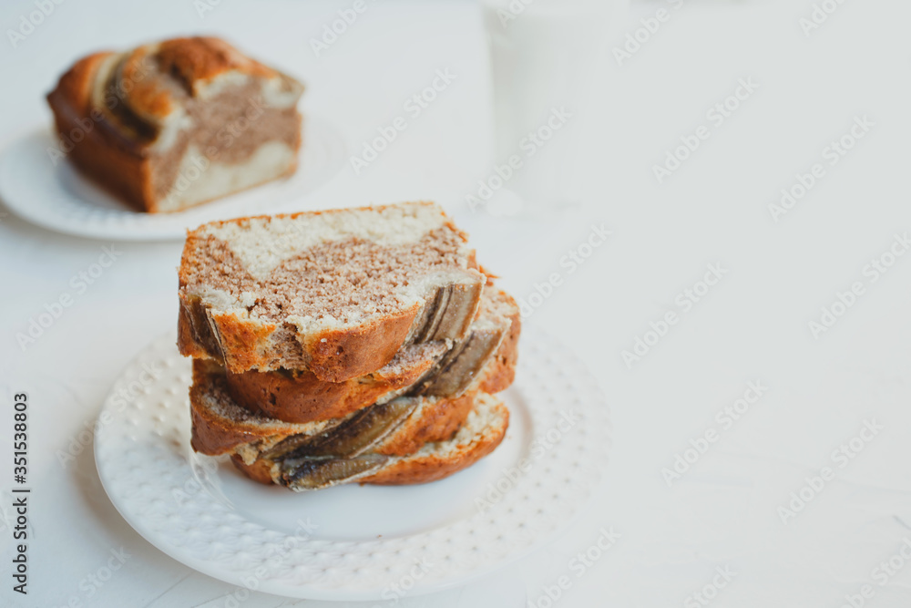 Homemade banana bread with cinnamon and walnuts. Homemade banana bread with cinnamon and walnuts.