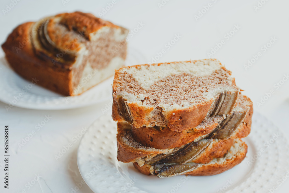 Homemade banana bread with cinnamon and walnuts. Homemade banana bread with cinnamon and walnuts.