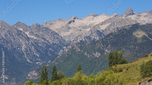 Cerler, Huesca/Spain; Aug. 21, 2017. Hiking along the route of the three waterfalls of Ardones in the town of Cerler in the summer holidays.