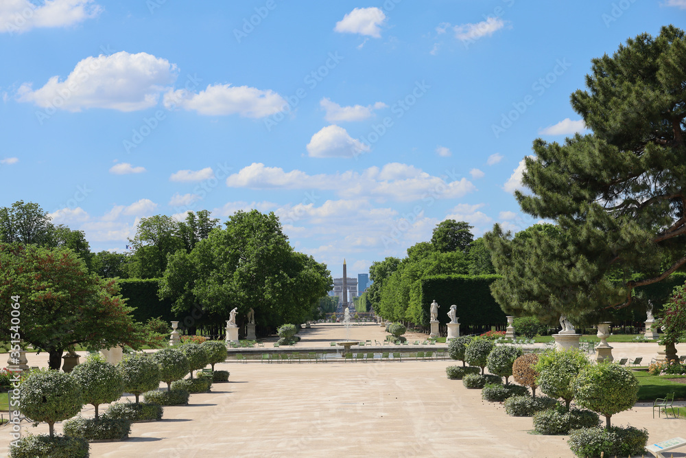 The Tuileries garden in Paris deserted by tourists during the lockdown