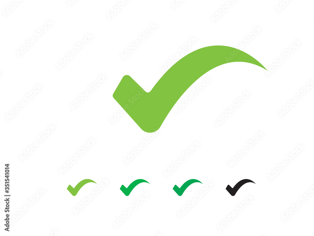 Accepted, Approved, Yes, Right ,Green, Correct, OK. Vector mark web symbols in green Accepted, Approved, Yes, Right ,Green, Correct, OK. Vector mark web symbols in green