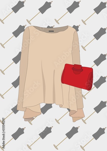 Woman top with purse