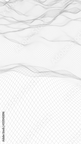 Abstract landscape on a white background. Cyberspace grid. hi tech network. 3d illustration. Vertical orientation © Plastic man