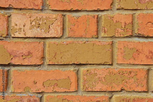 Smooth red brick wall. Grunge modern texture, loft and industrial style. Stock Photo for wallpaper, scrapbooking and background, web and print with empty place for text and design