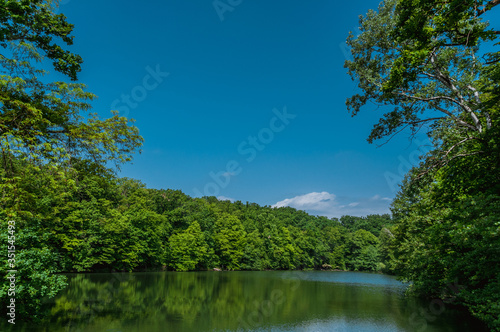 Lake with trees and blue sky  Maksimir Zagreb