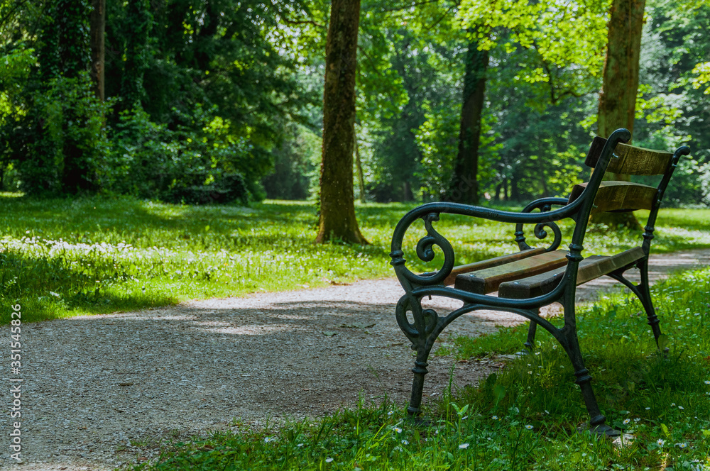 Bench in nature park, Maksimir Zagreb