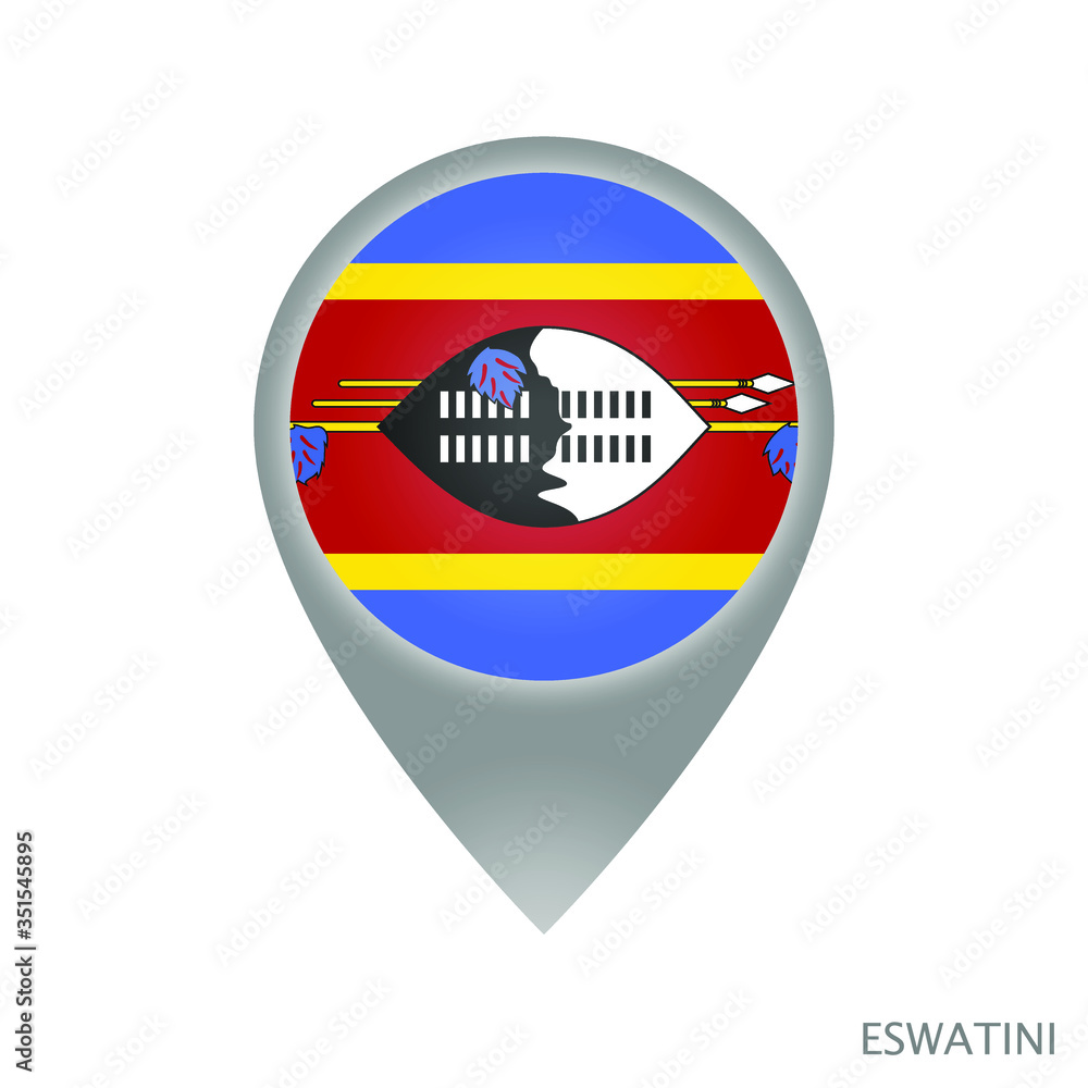 Map pointer with flag of Eswatini. Colorful pointer icon for map. Vector Illustration. Map pointer with flag of Eswatini. Colorful pointer icon for map. Vector Illustration.