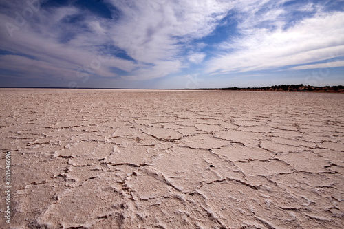Cracked white surface of the Great Salt Lake Hart in central Australia