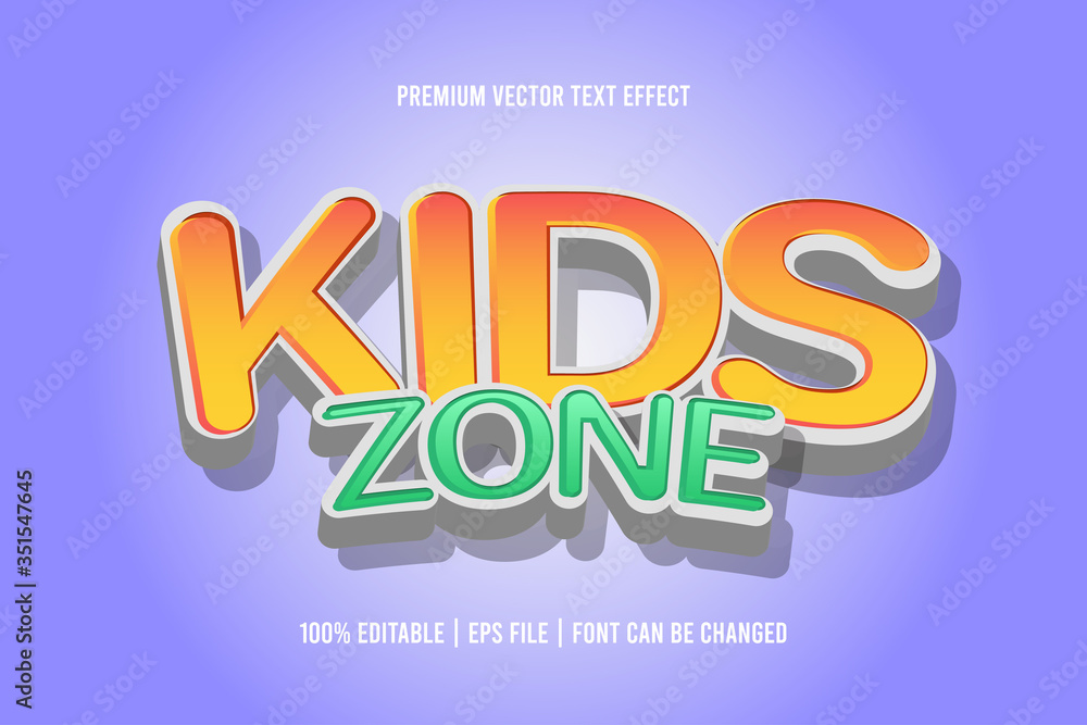 Kids zone editable vector text effect Kids zone editable vector text effect